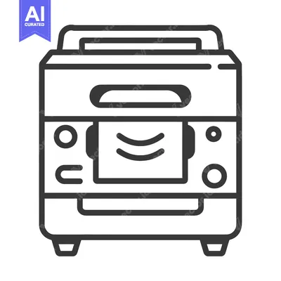 Aset premium populer: Line art illustration of a printer with paper inside