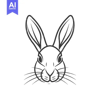 Aset premium populer: Line Art Illustration of a Rabbit's Face