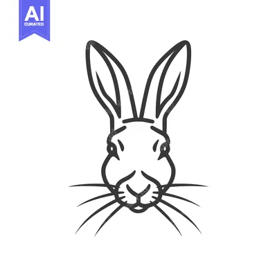Aset premium populer: Line Art Illustration of a Rabbit's Face with Large Ears and Whiskers