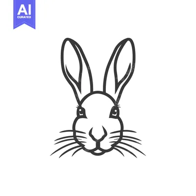 Aset desain premium: Line Art Illustration of a Rabbit's Head