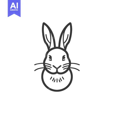 Aset desain premium: Line Art Illustration of a Rabbit's Head with Long Ears