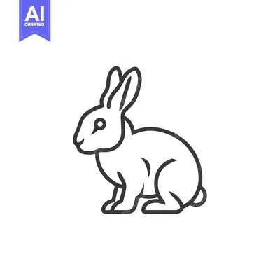 Aset desain premium: Line art illustration of a rabbit sitting on its haunches