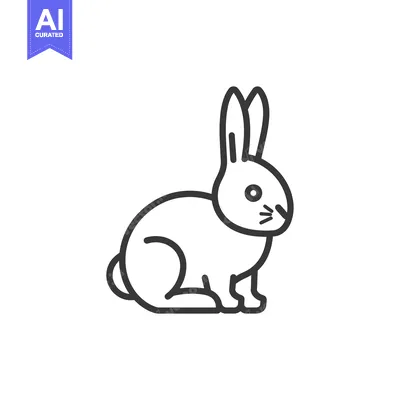 Aset premium populer: Line art illustration of a rabbit sitting with its ears up