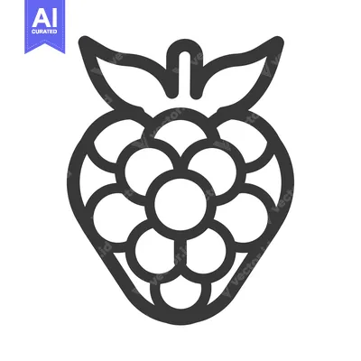 Premium design asset: Line Art Illustration of a Raspberry