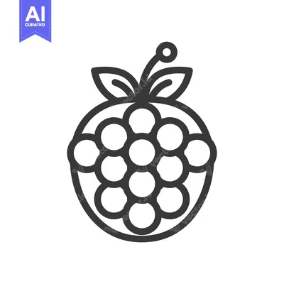 Aset desain premium: Line Art Illustration of a Raspberry with Leaves