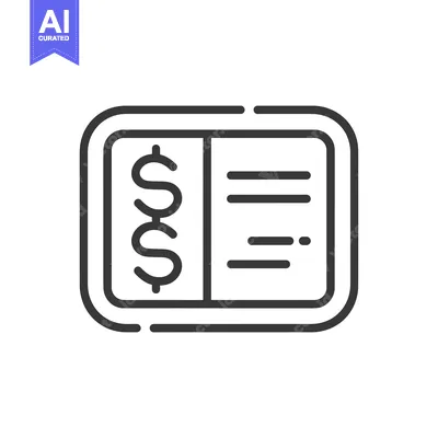 Aset desain premium: Line art illustration of a receipt with dollar signs