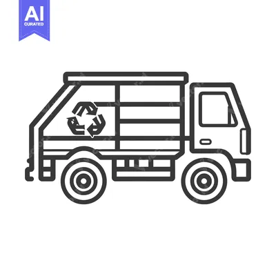 Aset premium populer: Line Art Illustration of a Recycling Truck