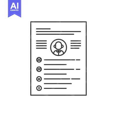 Line art illustration of a resume document with a profile picture