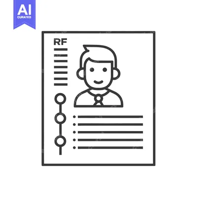 Line art illustration of a resume or CV with a profile picture of a sm