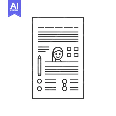 Popular premium asset: Line Art Illustration of a Resume with a Woman's Face