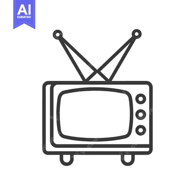 Popular premium asset: Line Art Illustration of a Retro Television Set with Antennae