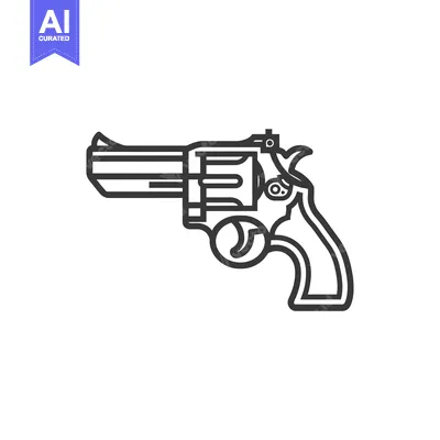 Premium design asset: Line Art Illustration of a Revolver