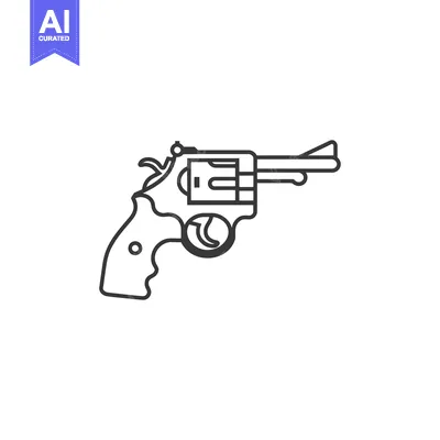 Aset premium populer: Line art illustration of a revolver handgun