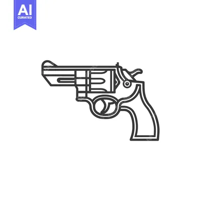 Line art illustration of a revolver handgun