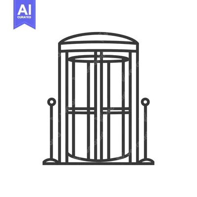 Line art illustration of a revolving door