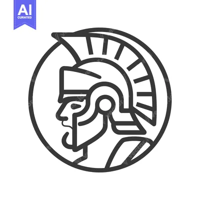 Aset desain premium: Line Art Illustration of a Roman Soldier's Head in a Helmet