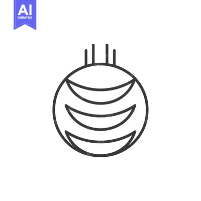 Aset premium populer: Line Art Illustration of a Round Object with Three Curved Lines