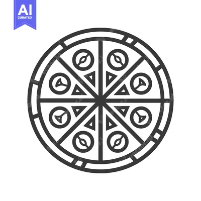 Aset premium populer: Line Art Illustration of a Round Pizza with Eight Slices