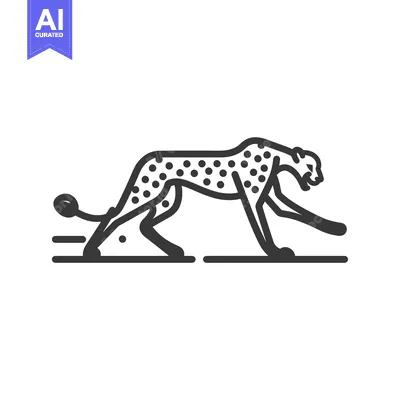 Aset premium populer: Line art illustration of a running cheetah