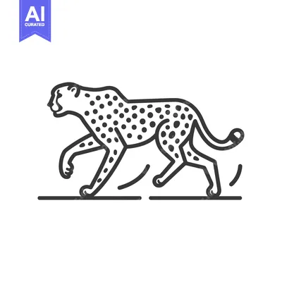 Premium design asset: Line Art Illustration of a Running Cheetah