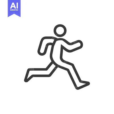 Aset desain premium: Line Art Illustration of a Running Person