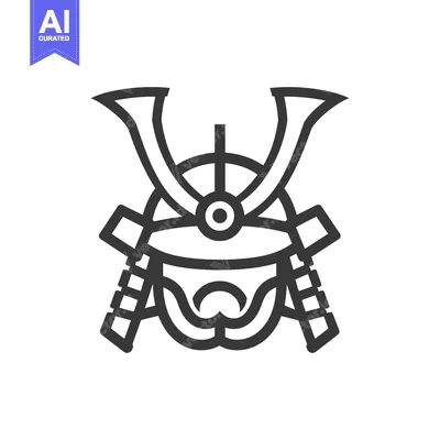 Aset desain premium: Line Art Illustration of a Samurai Helmet