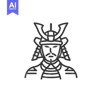 Aset premium populer: Line art illustration of a samurai warrior