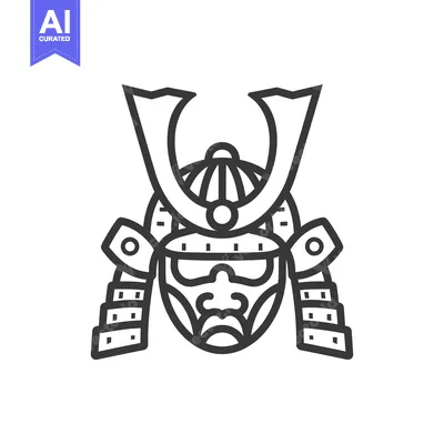 Popular premium asset: Line Art Illustration of a Samurai Warrior's Face with Helmet