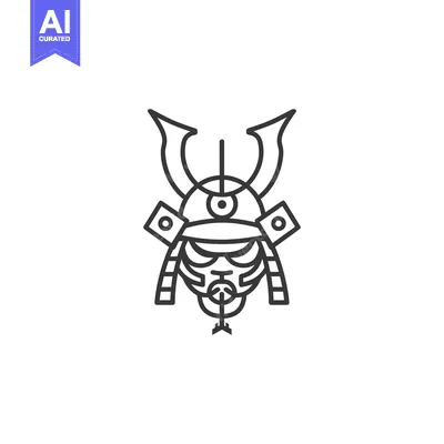 Aset premium populer: Line Art Illustration of a Samurai Warrior's Helmet