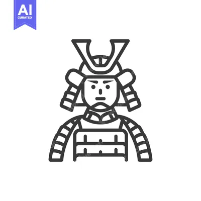 Aset premium populer: Line Art Illustration of a Samurai Warrior with Armor and Helmet