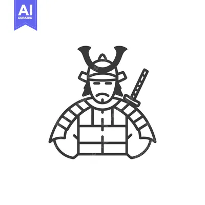 Aset premium populer: Line Art Illustration of a Samurai Warrior with a Sword