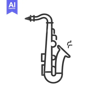 Aset premium populer: Line art illustration of a saxophone with musical notes