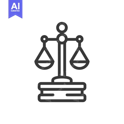 Premium design asset: Line Art Illustration of a Scale of Justice on a Book