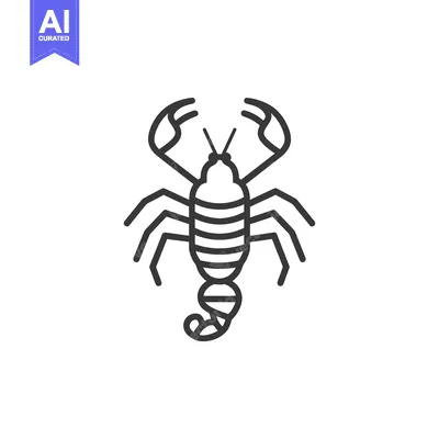 Line art illustration of a scorpion