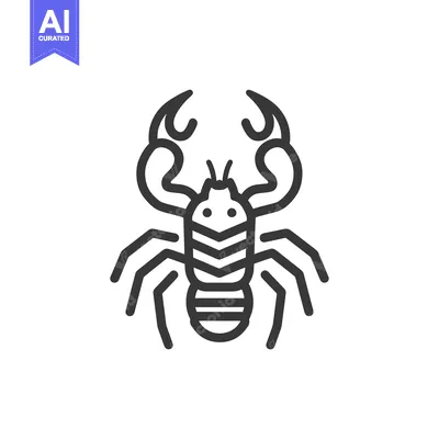 Aset desain premium: Line art illustration of a scorpion with eight legs