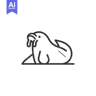 Aset premium populer: Line Art Illustration of a Seal Holding a Fish
