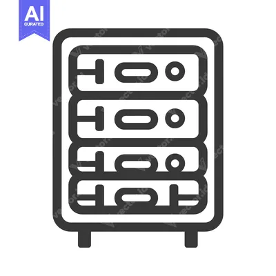 Premium design asset: Line Art Illustration of a Server Rack with Four Units