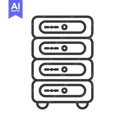 Line Art Illustration of a Server Rack with Four Units