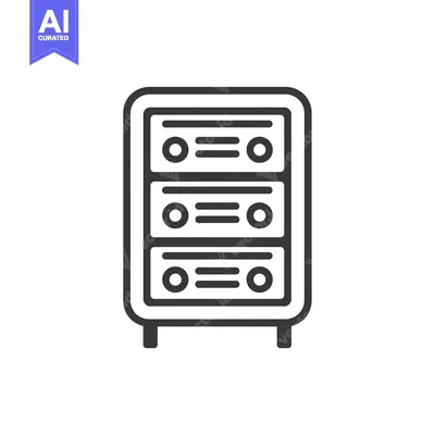 Aset desain premium: Line art illustration of a server rack with three compartments
