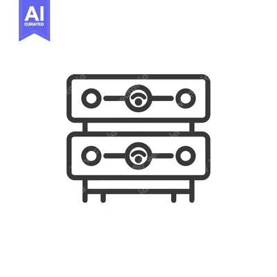 Aset desain premium: Line Art Illustration of a Server Rack with Wifi Signal