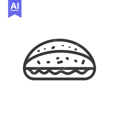 Aset premium populer: Line Art Illustration of a Sesame Seed Burger Bun