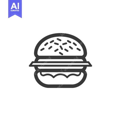 Popular premium asset: Line Art Illustration of a Sesame Seed Hamburger