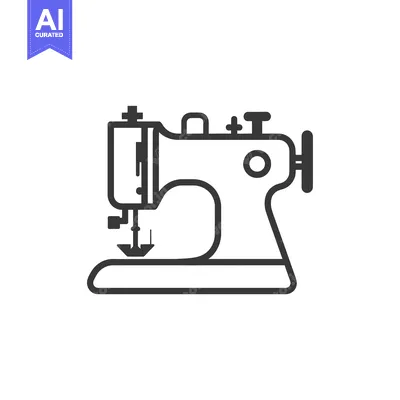 Aset desain premium: Line Art Illustration of a Sewing Machine
