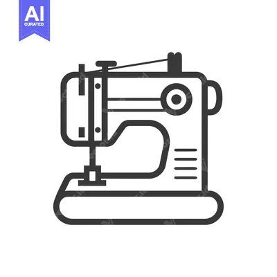 Premium design asset: Line Art Illustration of a Sewing Machine