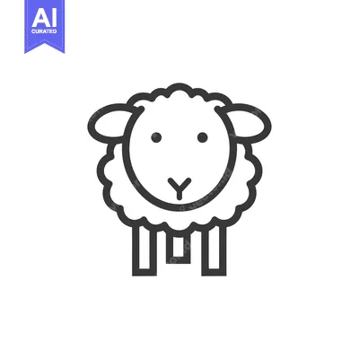 Premium design asset: Line art illustration of a sheep