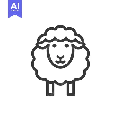 Aset desain premium: Line art illustration of a sheep facing forward