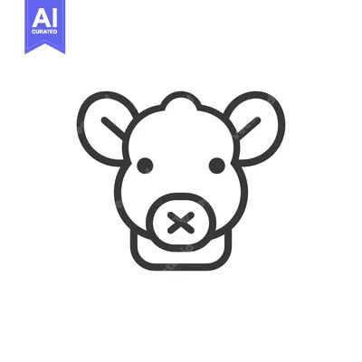Premium design asset: Line art illustration of a sheep's head with a cross over its mouth