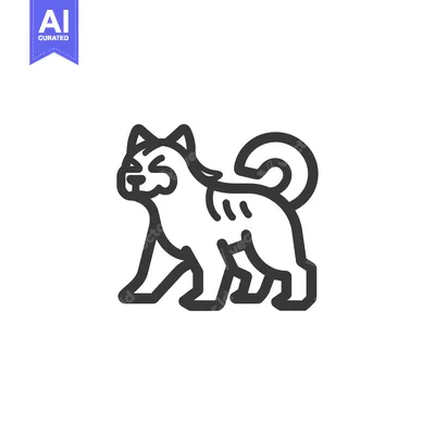 Aset desain premium: Line art illustration of a Shiba Inu dog