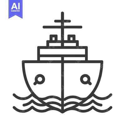 Popular premium asset: Line Art Illustration of a Ship on Water