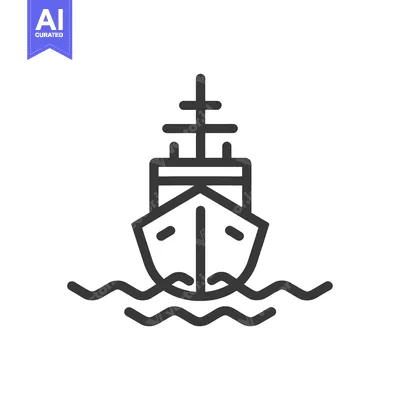 Popular premium asset: Line Art Illustration of a Ship Sailing on the Water